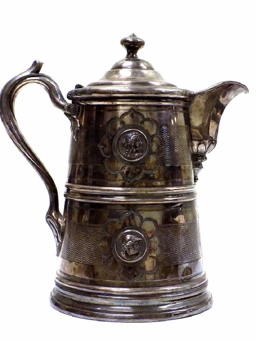VICTORIAN MEDALLION HEAD SILVER  PITCHER Big Victorian (1 of 10)