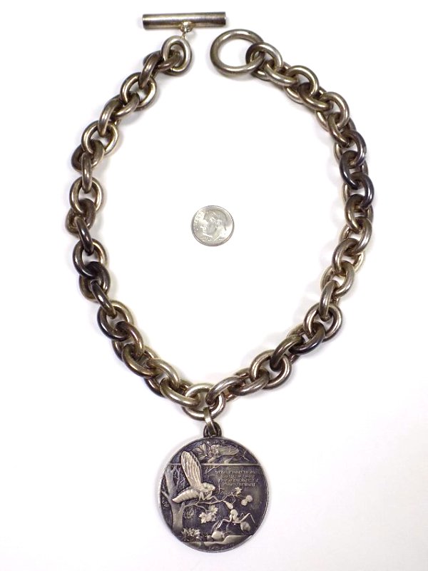 JEAN VERHON VERNON ? STERLING & BRONZE MEDAL NECKLACE (1 of 7)