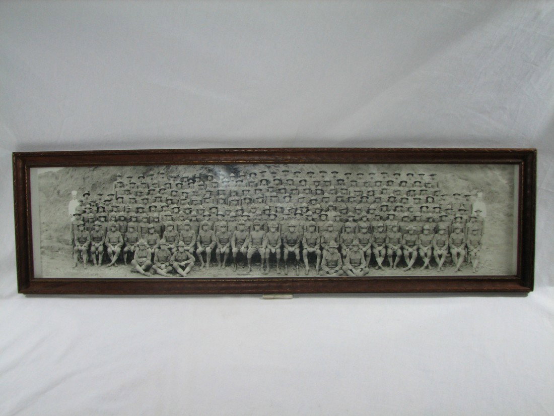 World War 1 Fort Winfield Scott Photo: Framed World War I Artillery U.S.A. Photograph by photographer J. D. Givens. This timeless photo with its carved brown gold detailed wooden frame is in excellent condition. Photograph includes two che