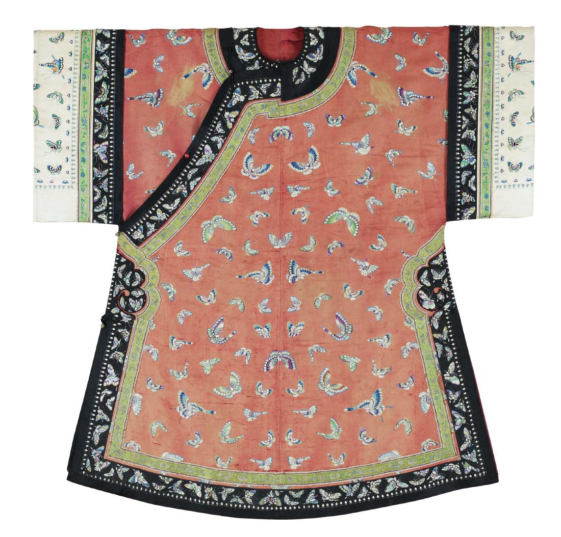 A Red Silk Brocade Woman's Coat, Qing Dynasty (1 of 1)