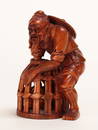 A Finely Carved Wooden Figure of Fishman, Qing Dynasty