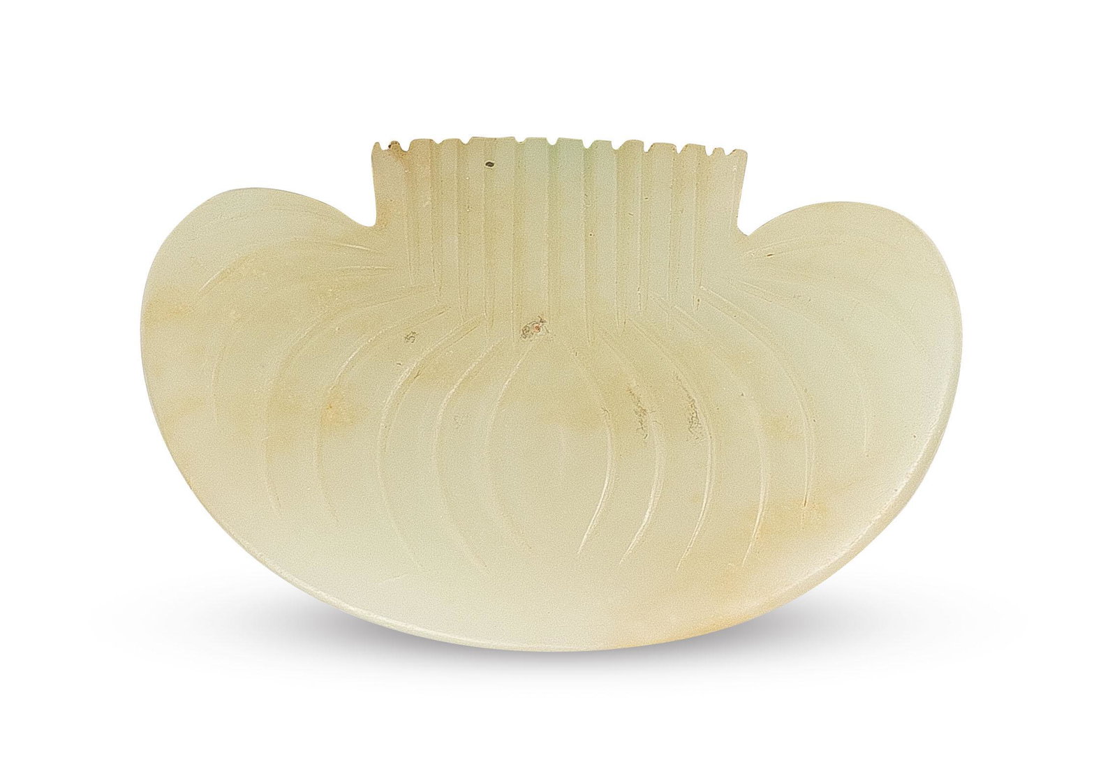 A Chinese White Jade "Pouch" Pendant, Ming Dynasty: Length:5cm