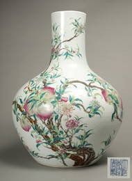 A Massive Famille Rose "Peach" Globular Vase, Qing