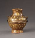 A GILT SPLASHED BRONZE WINE VESSEL, ZUN, QIANLONG