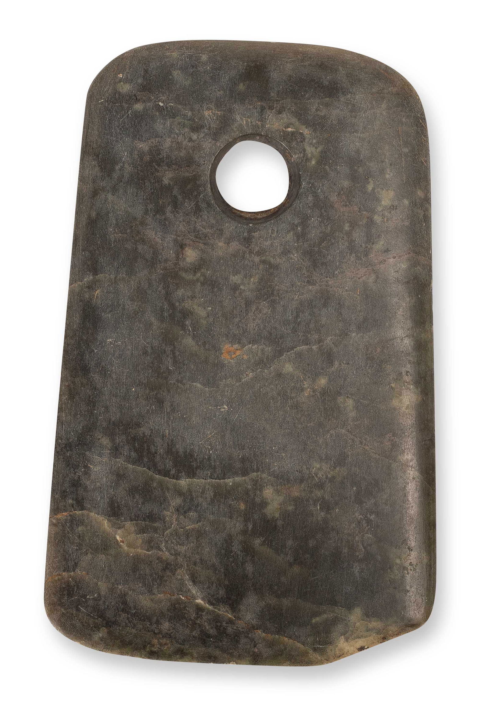 A CELADON JADE HATCHET, CULTURAL PERIOD (1 of 6)