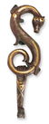 A GOLD AND SILVER INLAID BRONZE "TIGER HEAD" BELT HOOK,