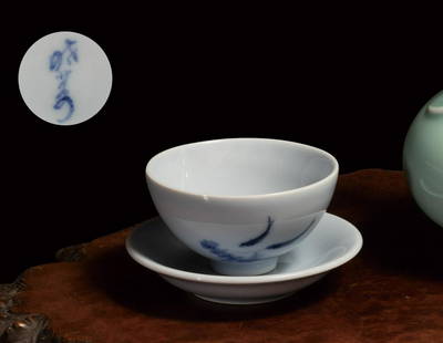 A Set of Xiaofang Kiln Blue Glazed Tea Wares: cup Diameter:9.2 cm , saucer Diameter:11.3 cm