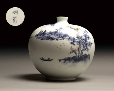 A Xiaofang Kiln Copper-Red And Blue Vase: Diameter:24 cm