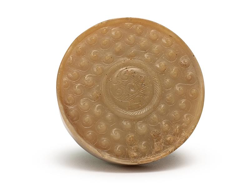 AN ARCHAIC WHITE JADE SWORD ORNAMENT, HAN DYNASTY (1 of 5)