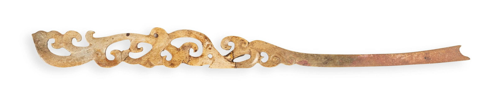 A JADE HAIRPIN, HAN DYNASTY: Length:22 cm