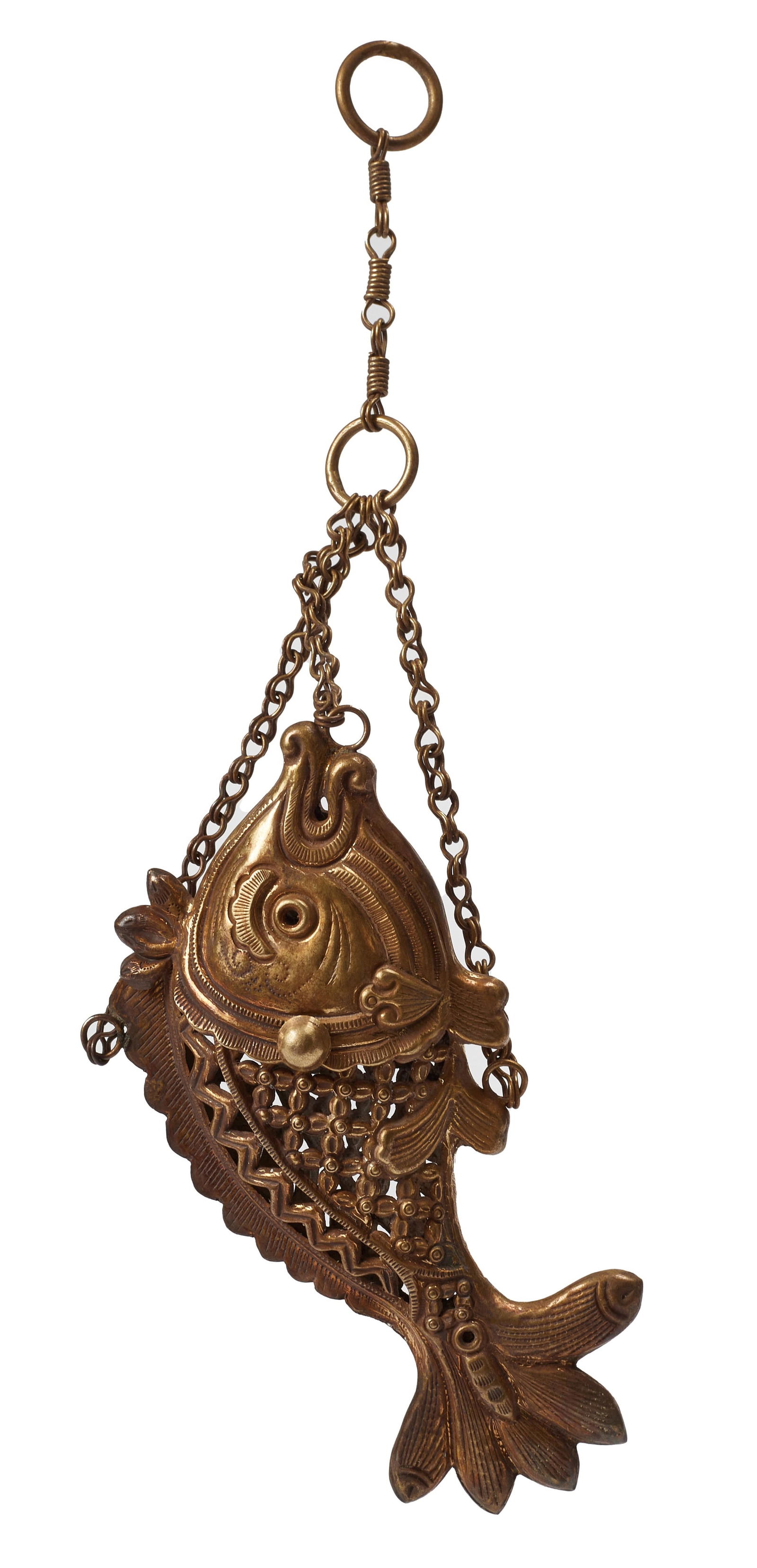 A GILDING SILVER FISH SHAPED INCENSE BURNER (1 of 6)