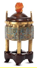 A CLOISONNE ENAMEL BRONZE CENSER, QIANLONG PERIOD (1 of 6)