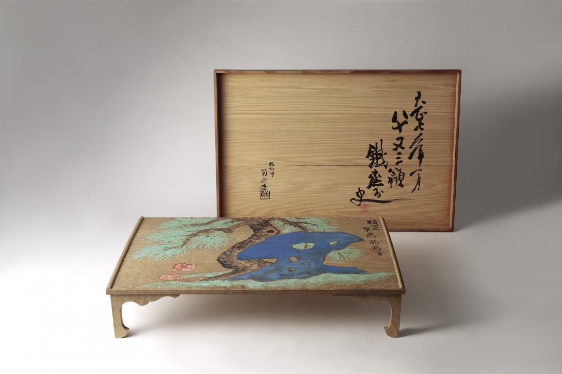 A Painted Book Stand Attributed To Tomioka Tessai (1 of 3)