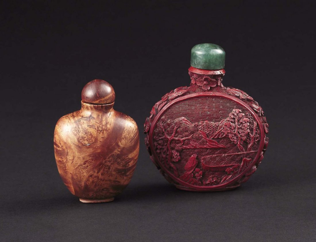 Two Wood Snuff Bottle, Qing Dynasty (1 of 1)
