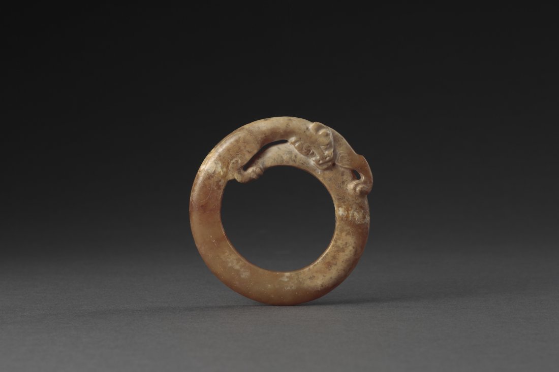 An Archaic White Jade Dragon Pendant (1 of 1)