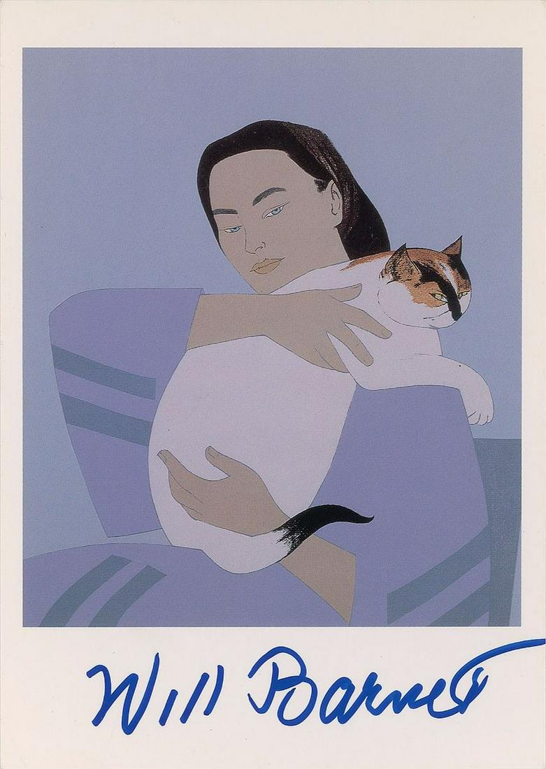 Artist: Five postcards featuring various artworks, approximately 4 x 6 and 6 x 4, each signed by the artist in various ink types and artist’s pencil, including:George Tooker, Will Barnet, Wolf Kahn, Jac