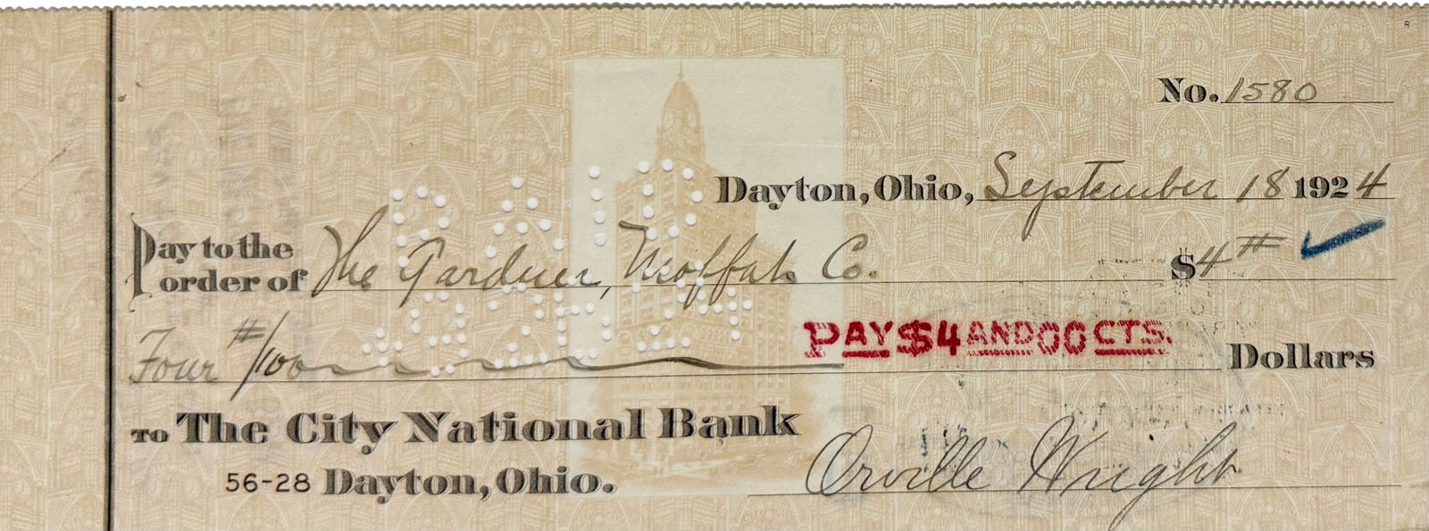 Orville Wright pays for his subscription of the Aviation and aeronautical engineering magazine! (1 of 1)