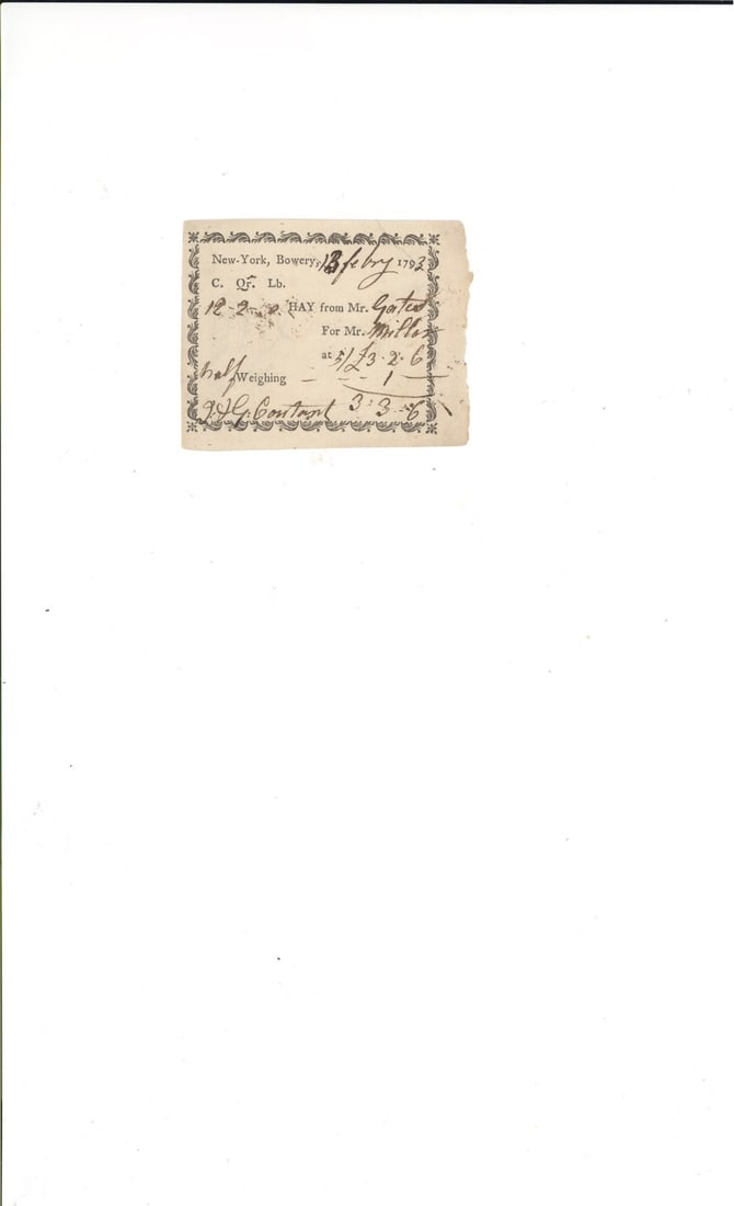 Horatio Gates Signed Pay Receipt, New York Bowery, February 13, 1793 (1 of 4)