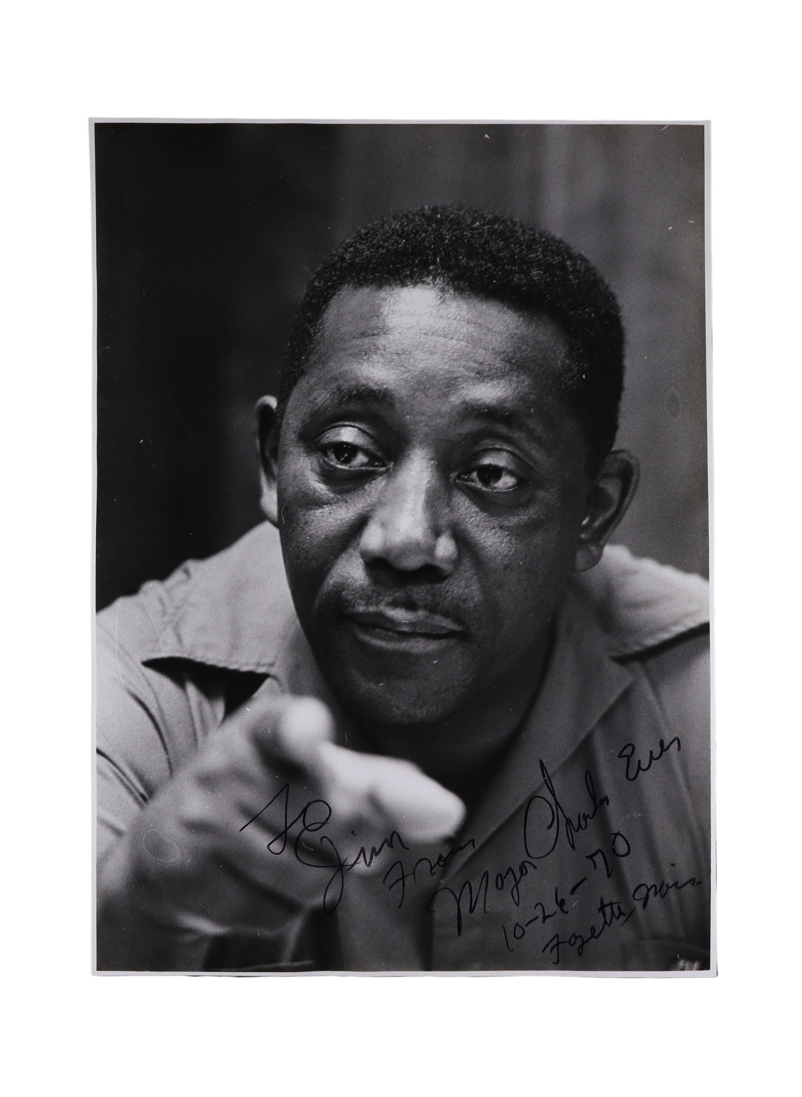 Charles Evers: Signed Portrait Photograph Dated October 26, 1970, Fayette, Mississippi (1 of 2)