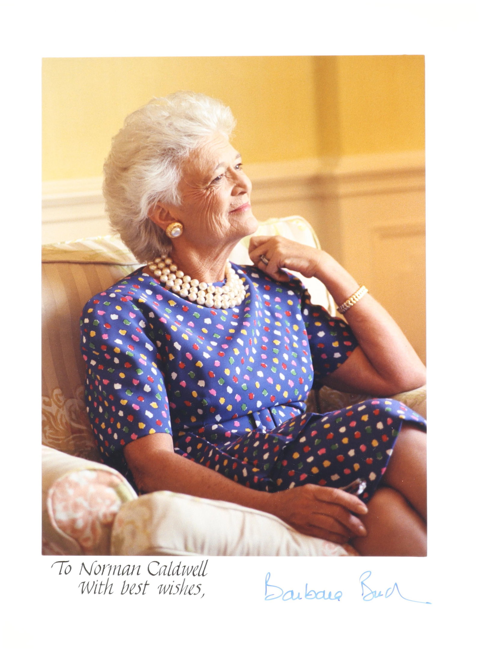 Barbara Bush Signed Photograph Inscribed 'To Norman Caldwell / With Best Wishes, Barbara Bush' (1 of 1)