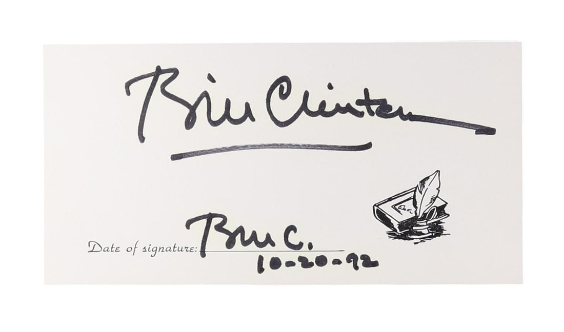 Bill Clinton Signed Index Card, Dated October 20, 1992 The Day After the Third Presidential Debate (1 of 1)