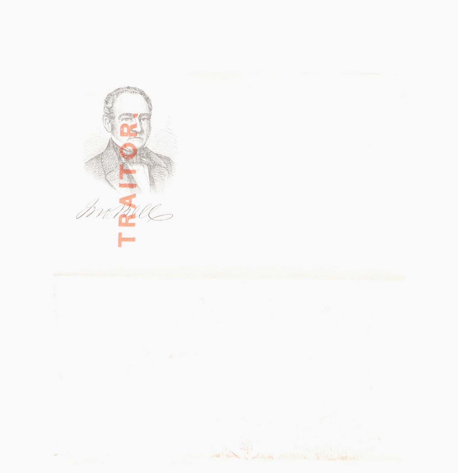 John Bell Signed Portrait Card Stamped 'TRAITOR' in Red After His 1861 Defection to the Confederacy (1 of 1)