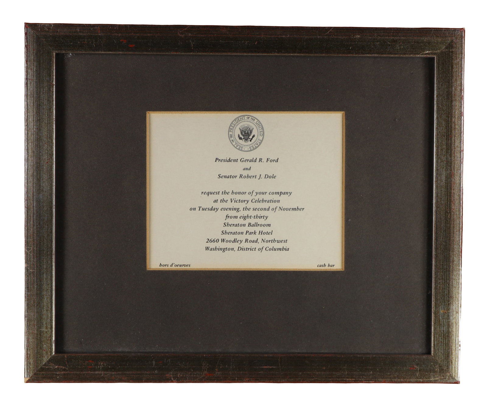 Gerald R. Ford and Senator Robert J. Dole Original "Victory Celebration" Invitation Card (1 of 1)