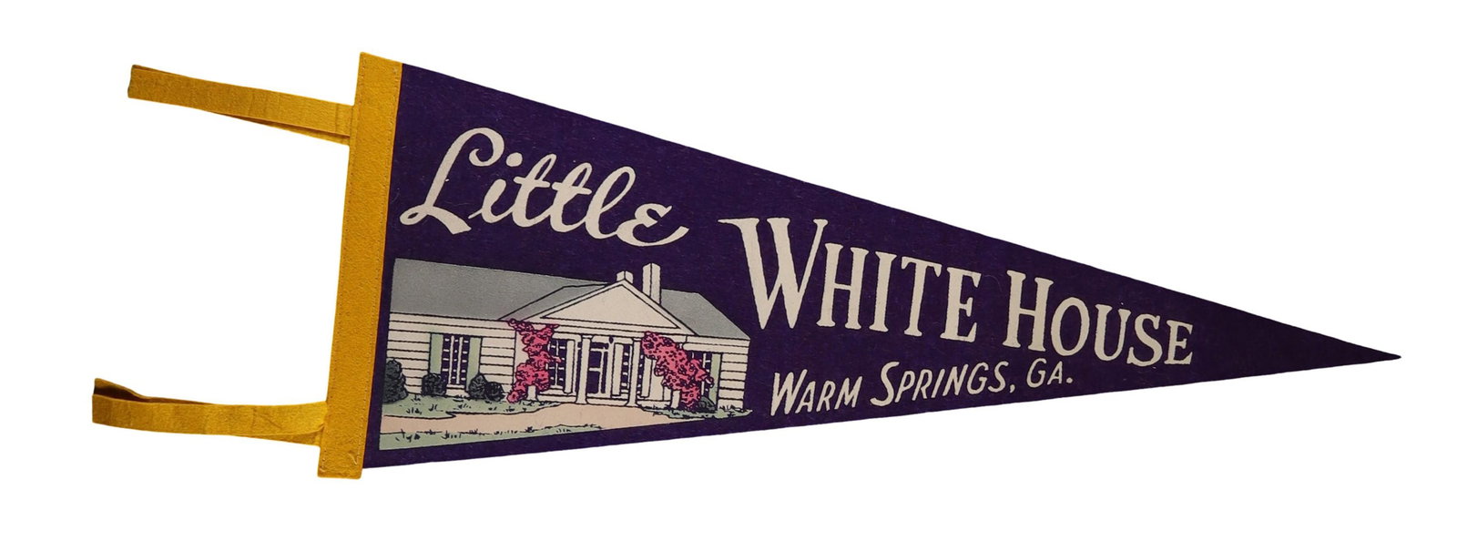 FDR "LITTLE WHITE HOUSE" SOUVENIR FELT PENNANT WARM SPRINGS, GEORGIA A purple felt souvenir pennant (1 of 1)