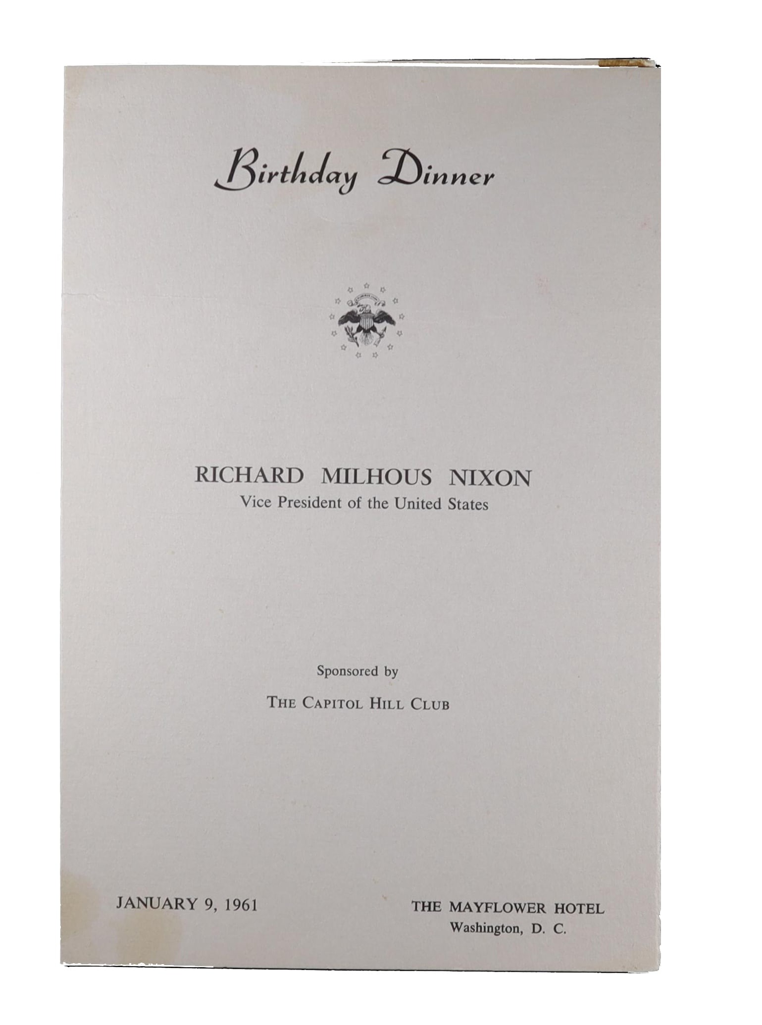 Richard Nixon Vice Presidential Birthday Dinner Program, Capitol Hill Club, Mayflower Hotel (1 of 1)
