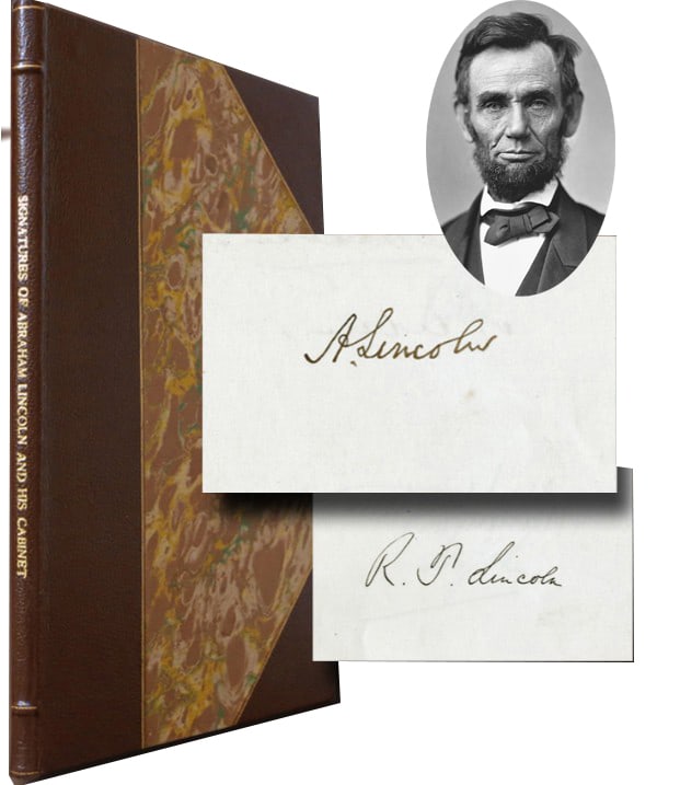 Extraordinary Autograph Album Signatures of Abraham Lincoln & Robert T Lincoln on same page and (1 of 8)