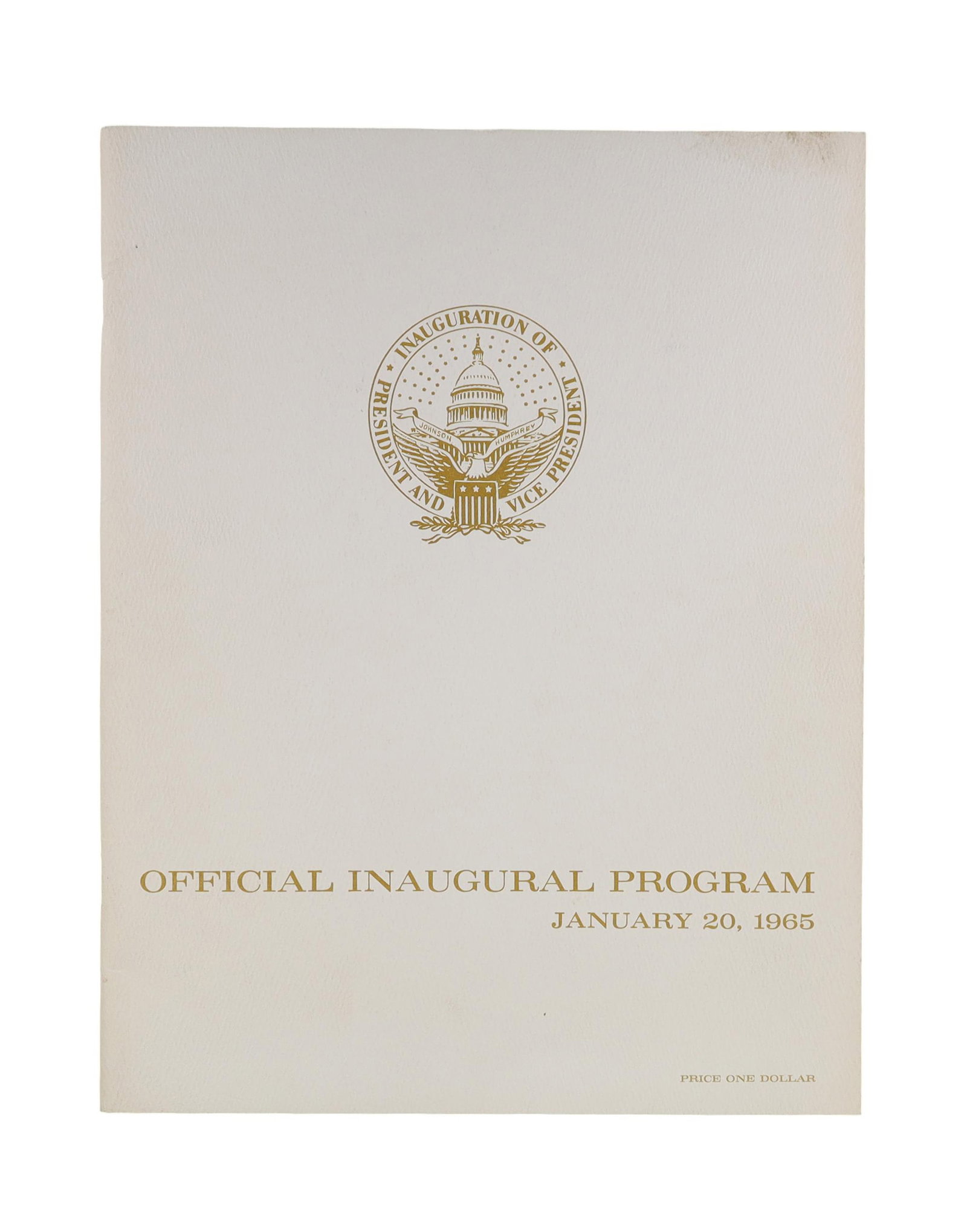 LBJ 1965 Inaugural Two Piece Lot: Official Inaugural Program and Hubert H. Humphrey Signed Senate: Inaugural Greeting Letter A pairing of two complementary pieces from Lyndon Johnson's inauguration on January 20, 1965, elevated above the ordinary by the presence of a genuine Hubert Humphrey signatu