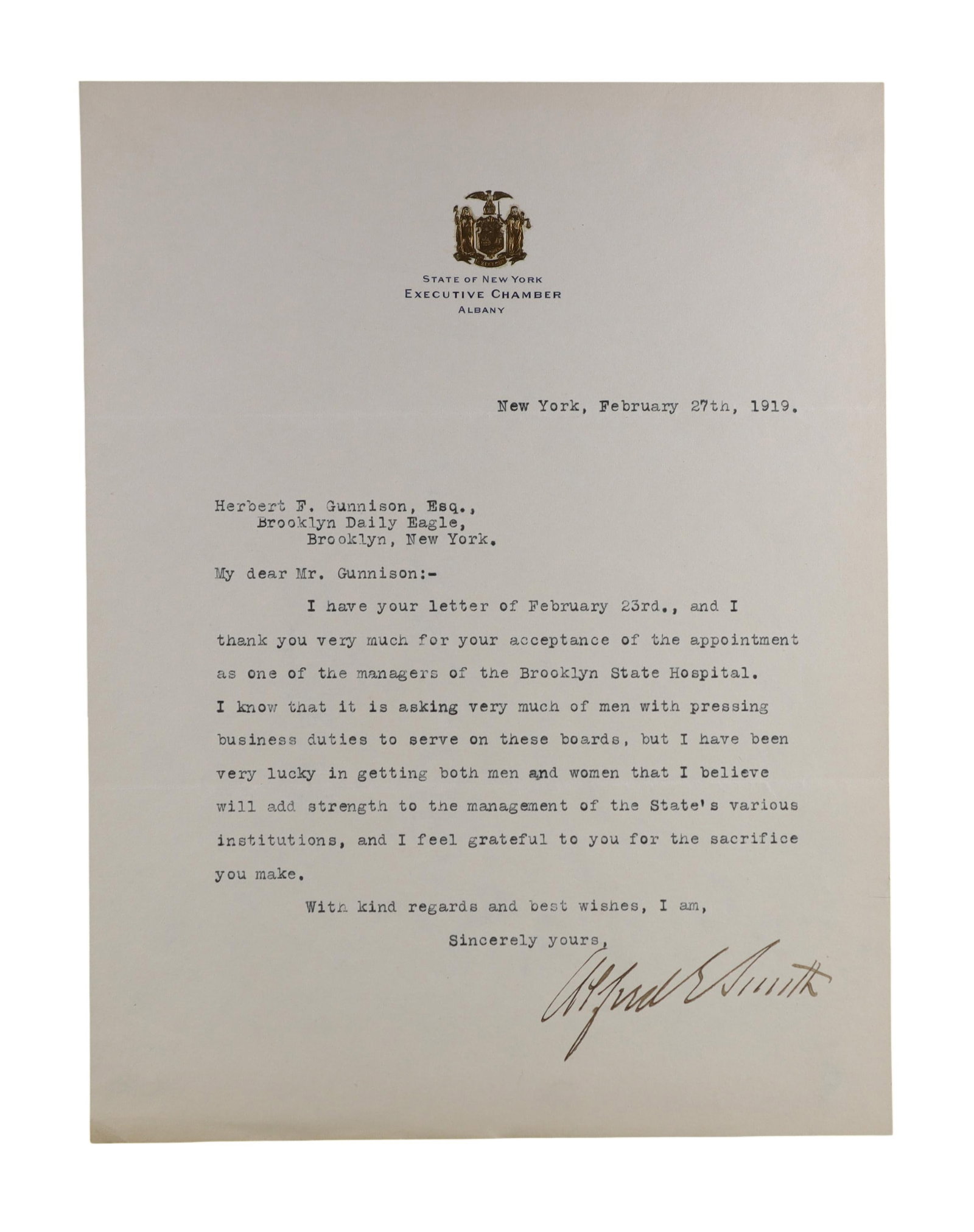Adlai E. Stevenson Typed Letter Signed, "No! No! No!" Declining a Third Presidential Run, January 25 (1 of 1)