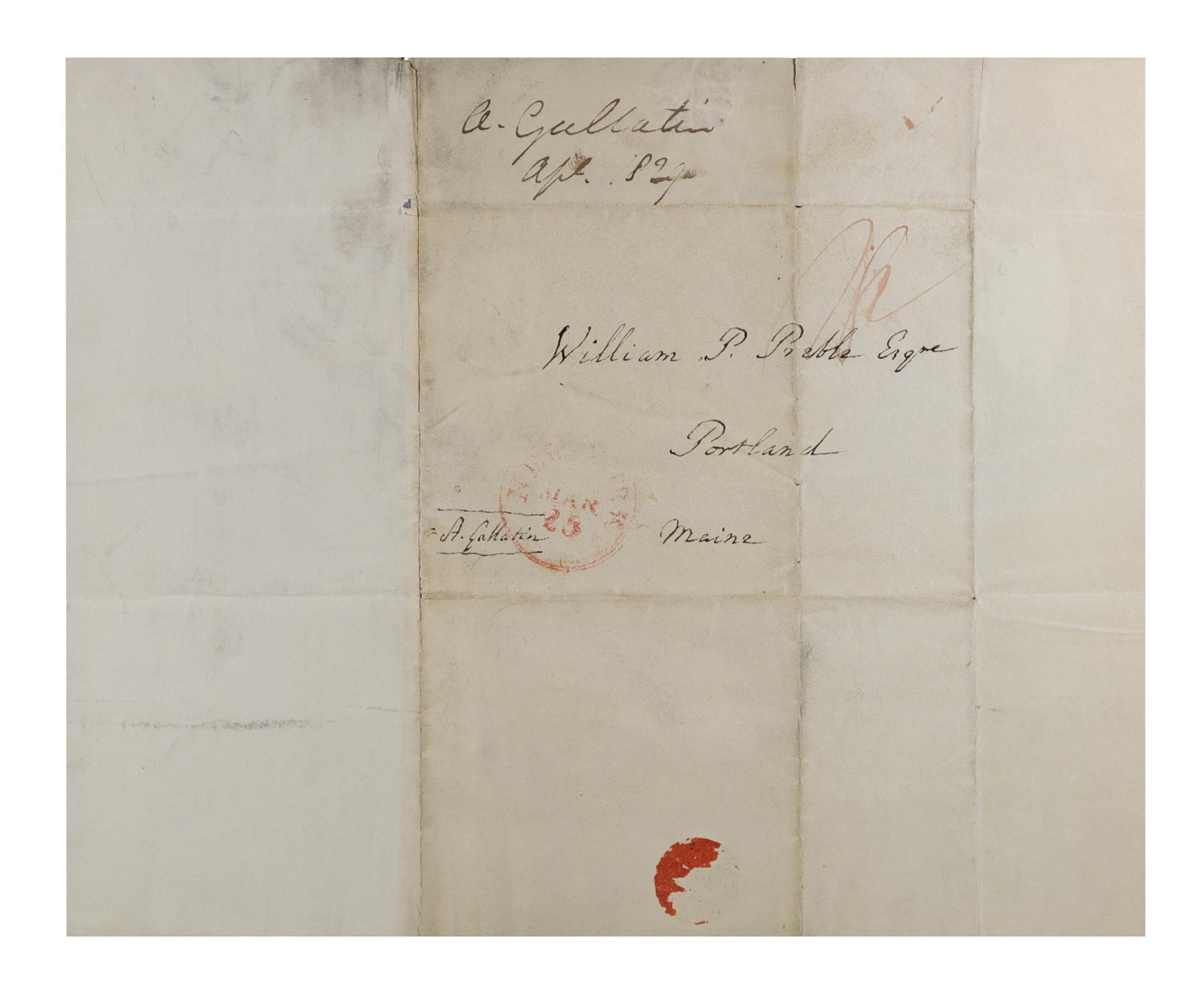 Statesmen & Advisors Archive Early & Mid Century (7 Items): Seven signed pieces from American statesmen and presidential advisors spanning the founding era through the Eisenhower administration. ALBERT GALLATIN: free franked envelope address panel signed as As