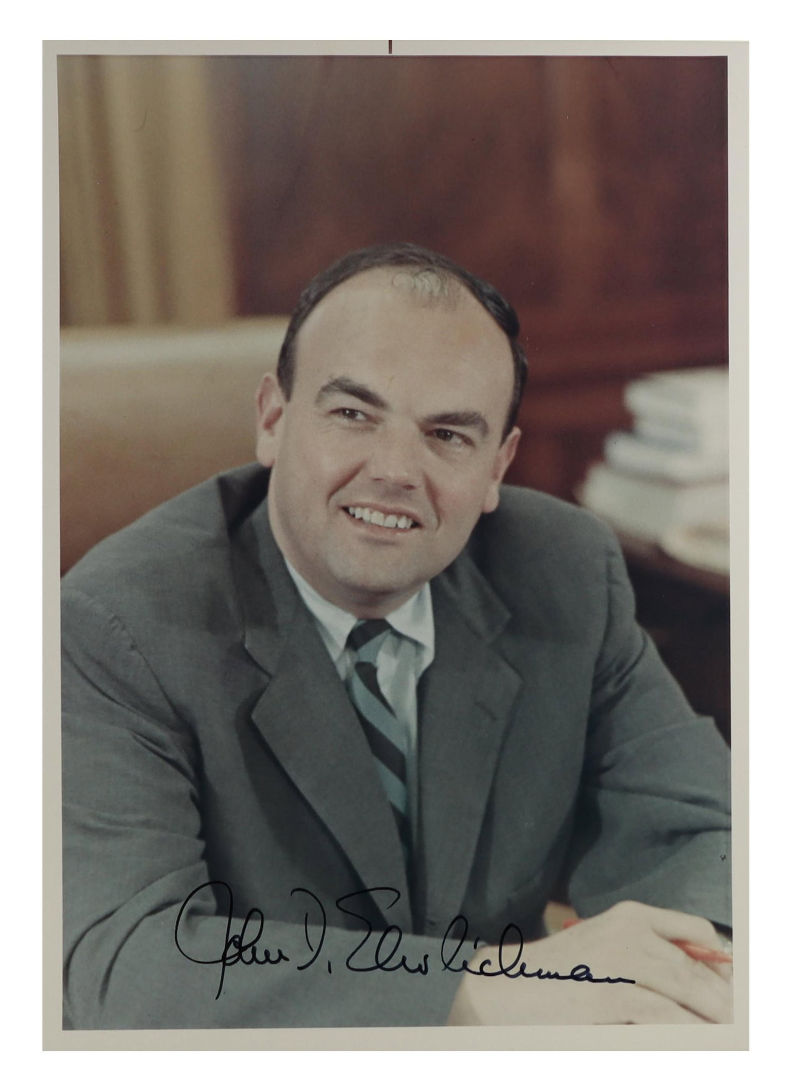 Five Signed Photographs of Presidential Advisors Ehrlichman, Ackley, Moley, Louis Johnson (1 of 4)