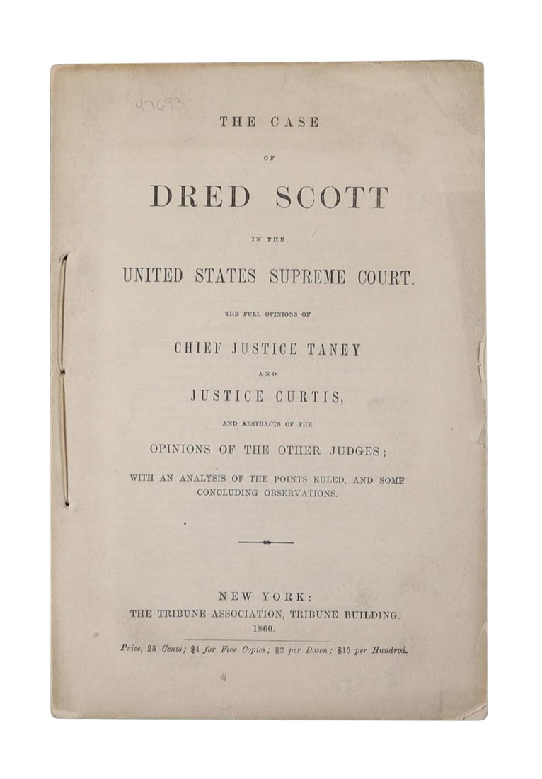 The Case of Dred Scott in the United States Supreme Court Rare 1856 Tribune Association First (1 of 1)