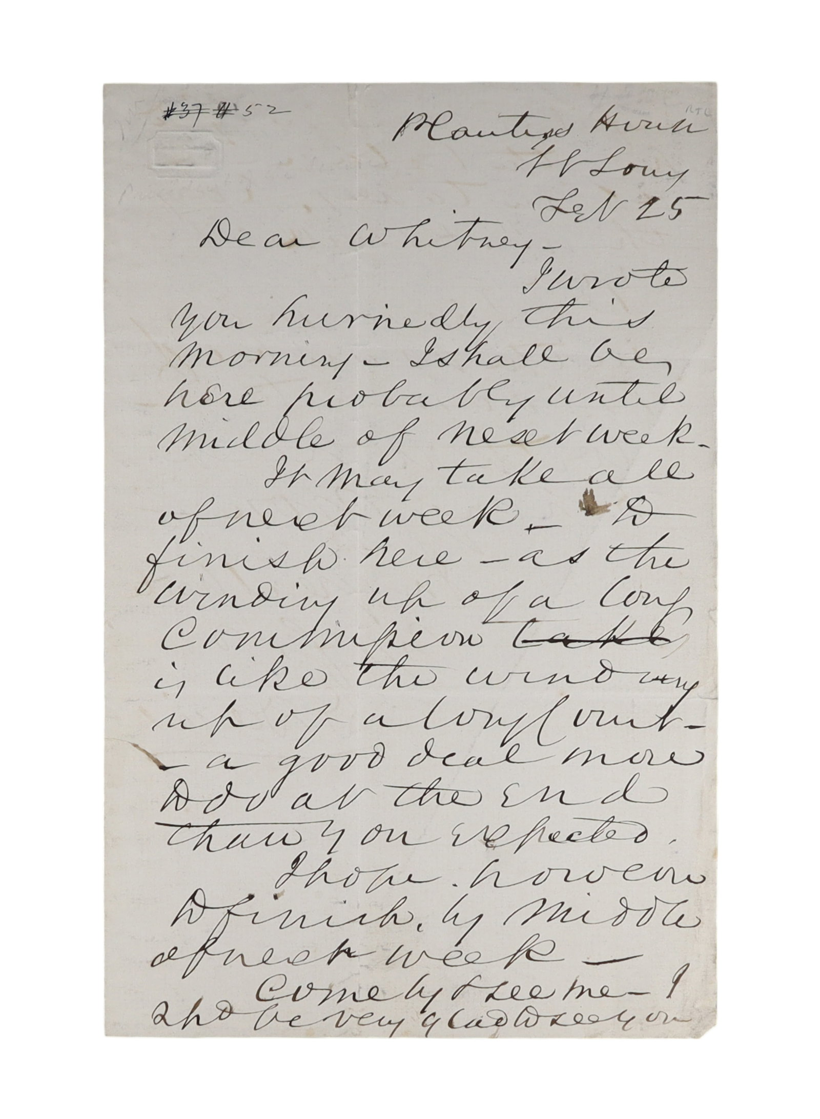 DAVID DAVIS TWO PAGE AUTOGRAPH LETTER SIGNED FROM PLANTINGS FARM, ILLINOIS: David Davis (1815-1886) managed Abraham Lincoln's 1860 presidential campaign, served as his closest political confidant, and was rewarded with appointment to the Supreme Court in 1862, where he served