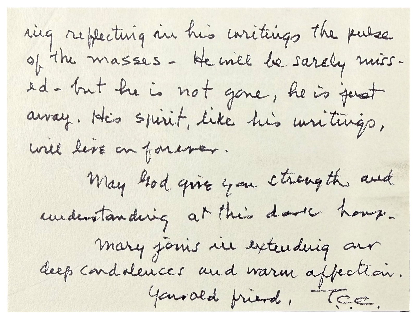 JUSTICE TOM C. CLARK AUTOGRAPH NOTE SIGNED IN HIS SUPREME COURT CHAMBERS ENVELOPE A PERSONAL (1 of 1)