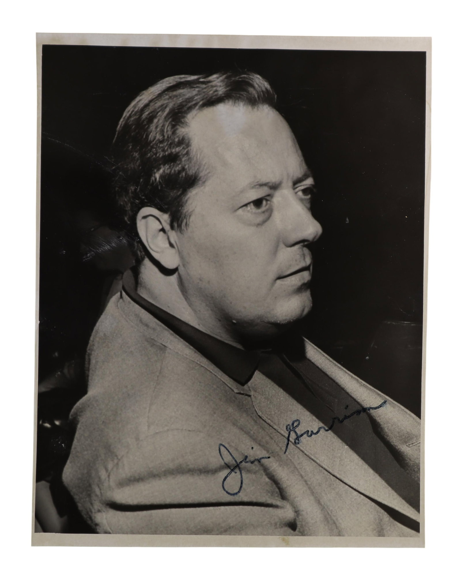 JIM GARRISON SIGNED PRESS PHOTOGRAPH, 1967 THE DA WHO PROSECUTED THE JFK ASSASSINATION CONSPIRACY: Jim Garrison was the New Orleans District Attorney who launched the only criminal prosecution ever brought in connection with the assassination of President Kennedy, charging businessman Clay Shaw wit