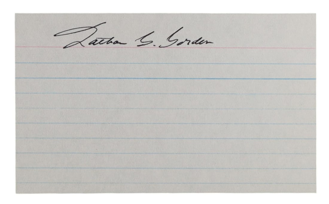 NATHAN G. GORDON SIGNED INDEX CARD MEDAL OF HONOR RECIPIENT AND ARKANSAS LIEUTENANT GOVERNOR Nathan: G. Gordon earned the Medal of Honor for his important actions as a Navy pilot in the Pacific theater in February 1944, making repeated landings under fire to rescue downed airmen near Kavieng, New Bri