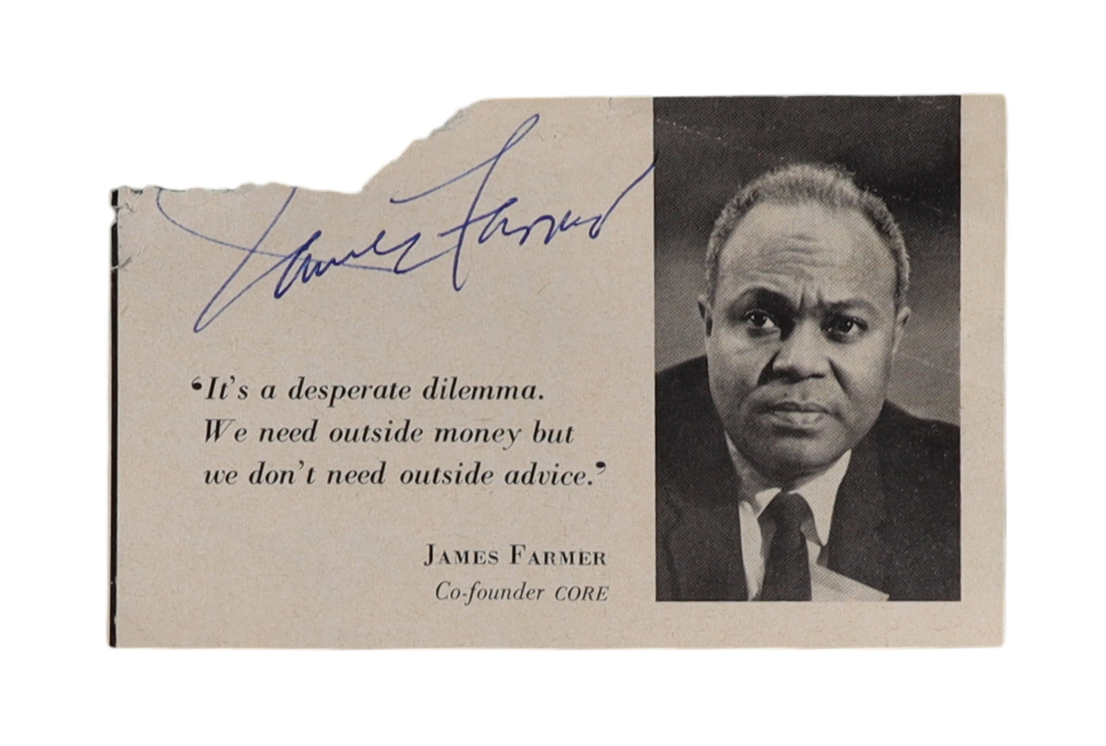 James Farmer Signed CORE Promotional Card (1 of 1)