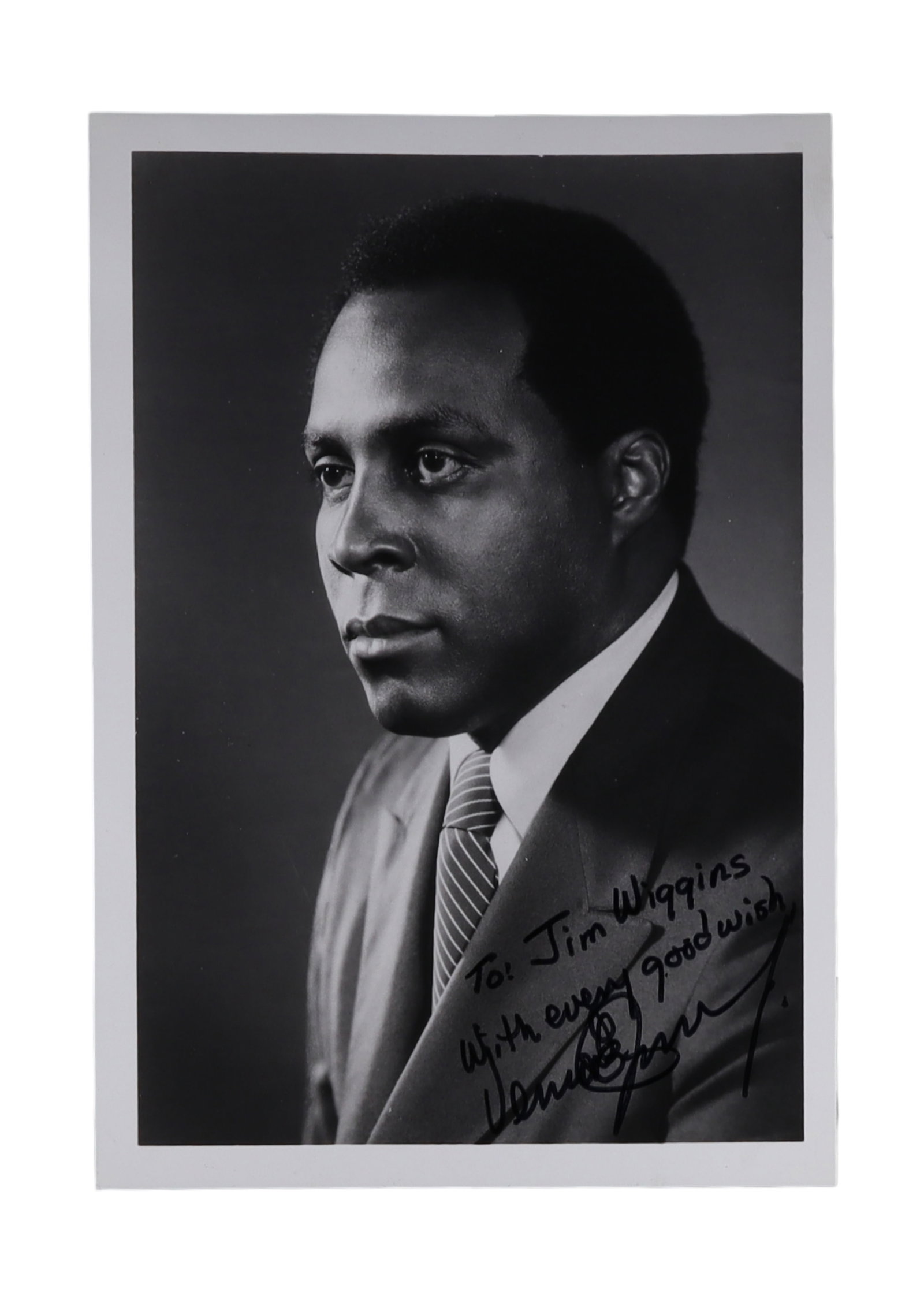 Vernon E. Jordan Jr. Signed Fabian Bachrach Portrait Photograph, Inscribed to Jim Wiggins Executive: Vernon E. Jordan Jr. Signed Fabian Bachrach Portrait, Inscribed to Jim Wiggins, Executive Director of the National Urban League Vernon E. (1935-2021), civil rights leader, attorney, and a notably infl