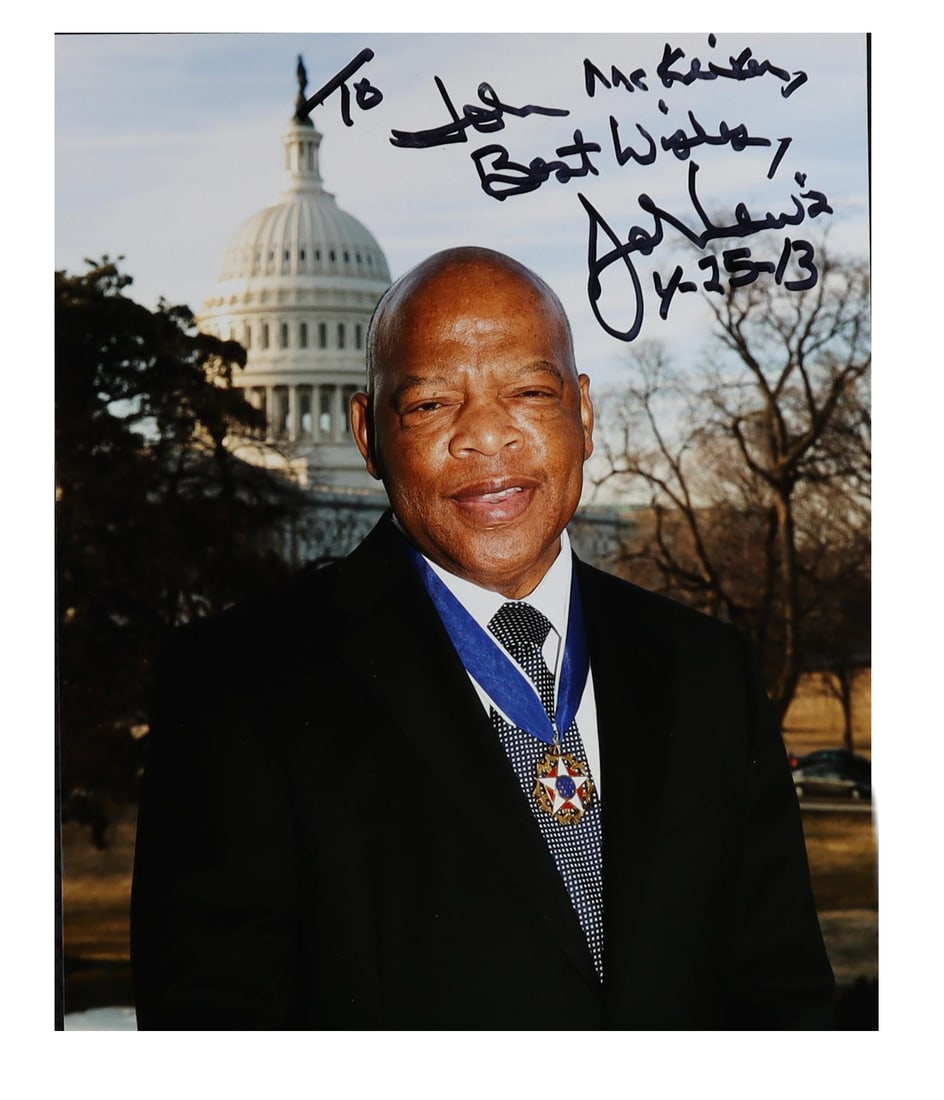 John Lewis Signed Inscribed Color Photograph Wearing Presidential Medal of Freedom, Dated January 25 (1 of 1)