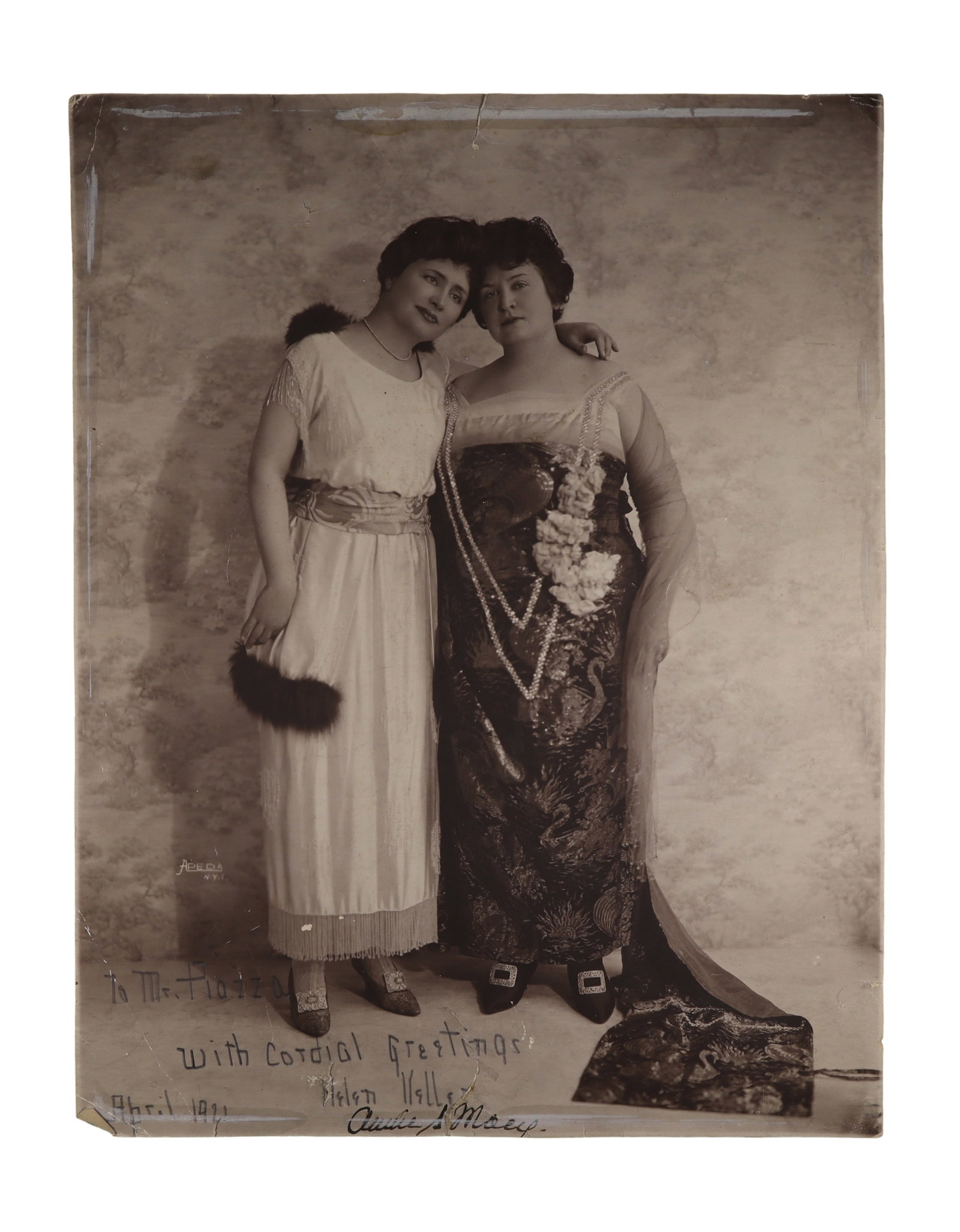 Helen Keller and Anne Sullivan Macy Dual Signed Large Format Sepia Studio Portrait Photograph (1 of 1)