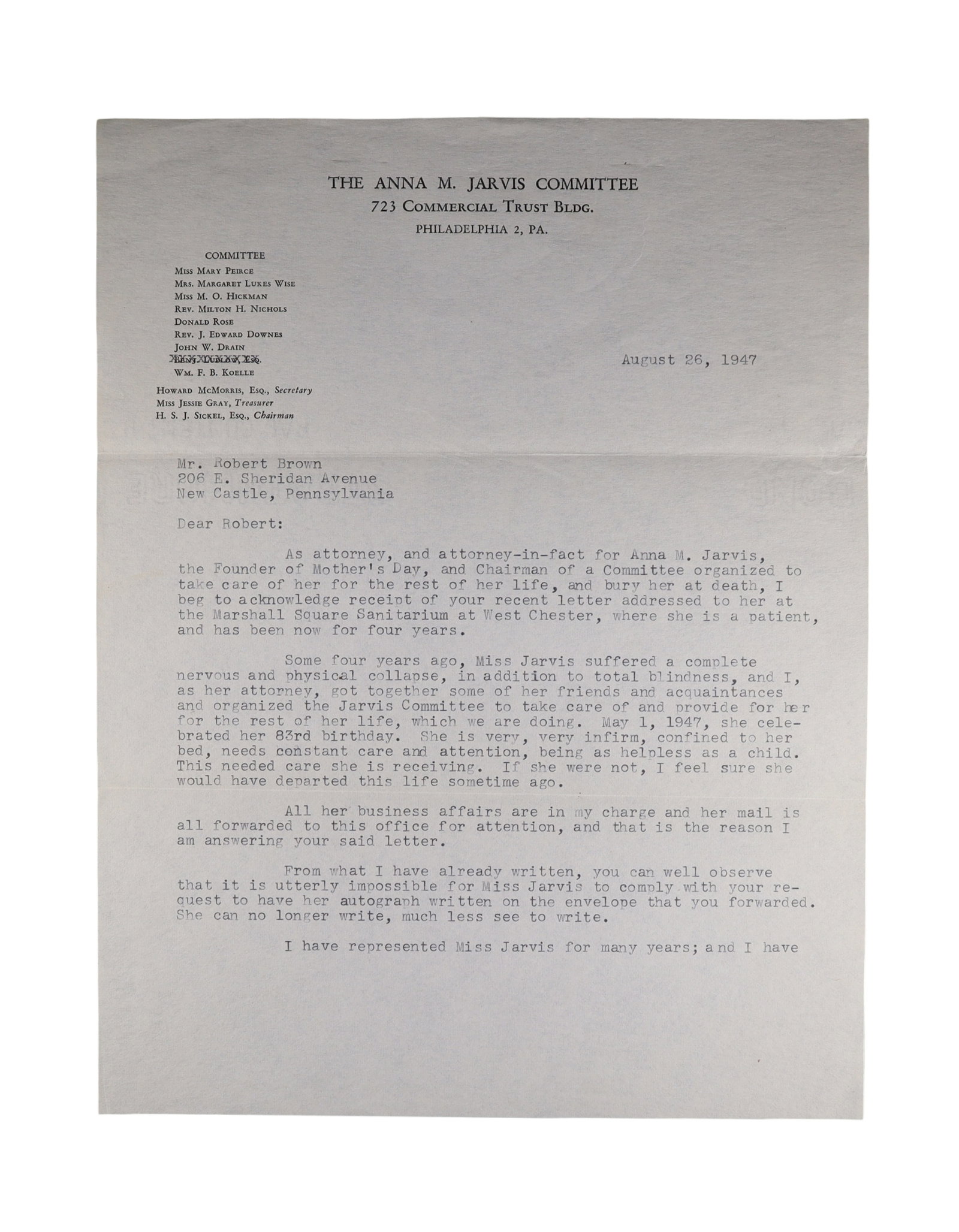 Anna Jarvis Autograph Signature Slip with Two Page Authenticating Letter from the Anna M. Jarvis (1 of 3)