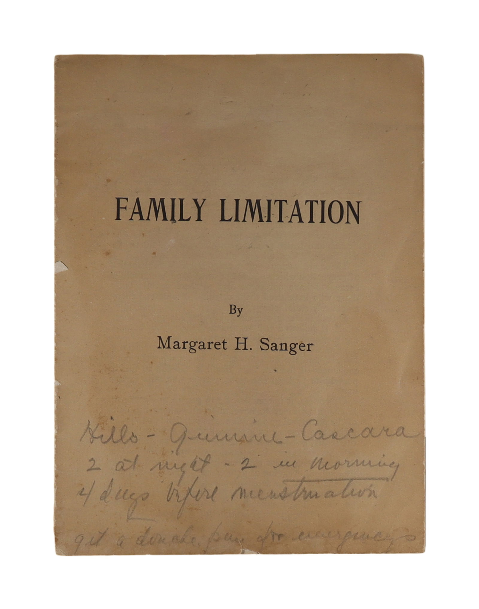 Margaret Sanger "Family Limitation" Pamphlet with Contemporary Manuscript Contraceptive Notes on (1 of 1)