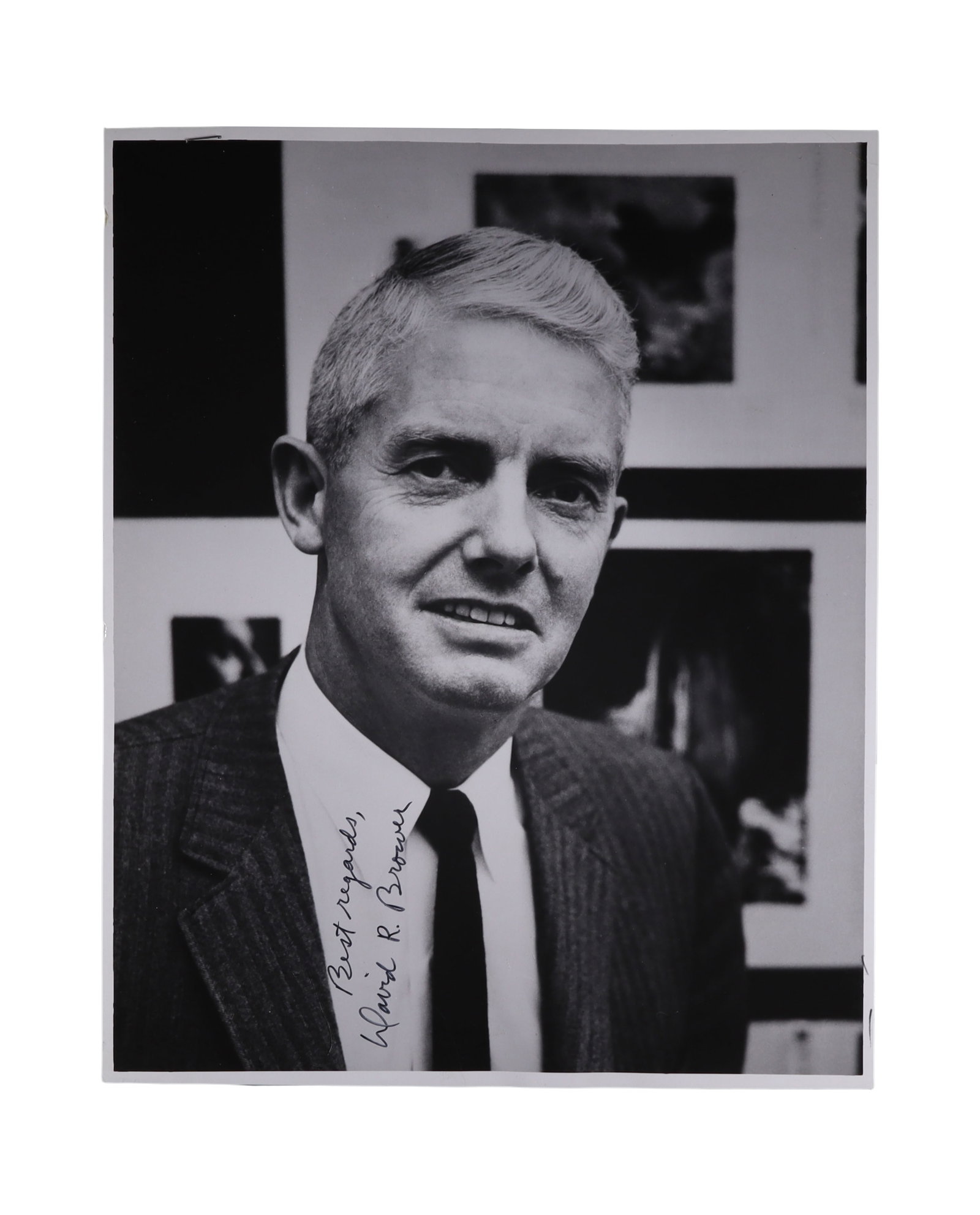 DAVID R. BROWER SIGNED PORTRAIT PHOTOGRAPH, FOUNDER OF FRIENDS OF THE EARTH AND LEGENDARY SIERRA: David R. Brower (1912-2000) was the most consequential American environmentalist of the twentieth century after John Muir, whom he in many ways succeeded as the conscience and public voice of the cons