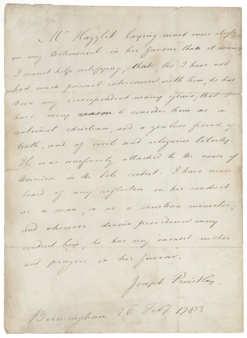 Michael Faraday Autograph Letter Signed, Royal Institution, August 6, 1846 (1 of 1)