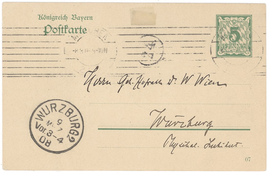 Wilhelm Conrad Röntgen Autograph Postcard Signed, Munich, March 8, 1908 (1 of 2)