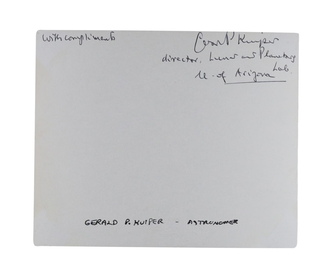 Gerard P. Kuiper Signed Card as Director, Lunar and Planetary Lab, University of Arizona (1 of 1)