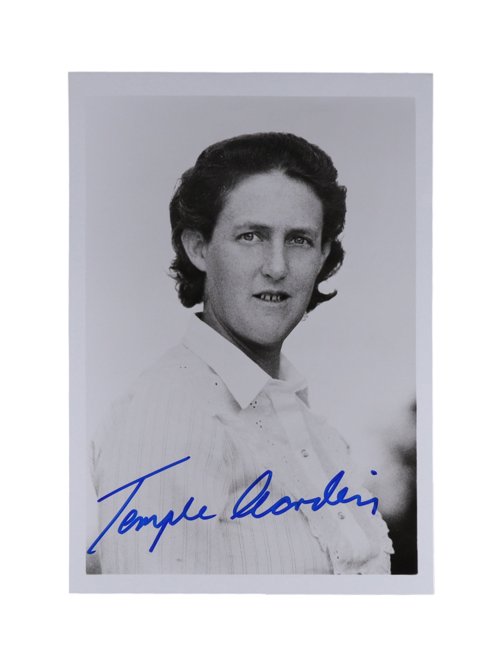 Temple Grandin Signed Portrait Photograph Animal Scientist and Autism Advocacy Pioneer: Temple Grandin Signed Portrait, Animal Scientist and Autism Advocacy Pioneer Temple Grandin (born 1947), the animal scientist, autism advocate, and bestselling author whose life was the subject of a c
